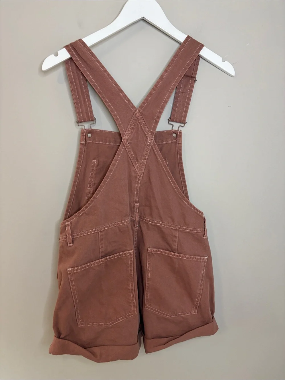 Free People Ziggy Shortalls Rose Denim Jean Romper relaxed slouchy fit Sz XS